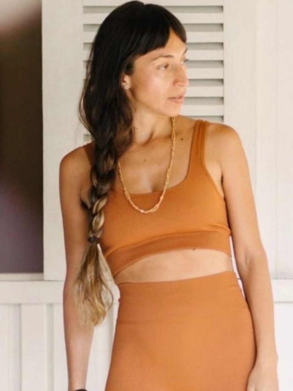 Myrah Penaloza Luxe Sweat Top Padded Sports Bra in Harvest Moon Rust Mediun